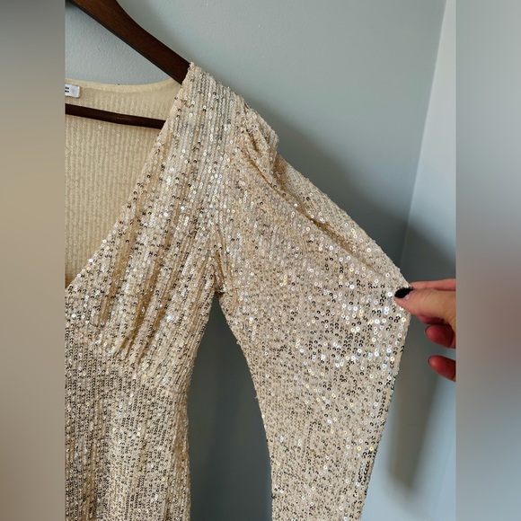 HP*Zara | Sequin Gold Sexy Party Dress - Picture 14 of 17